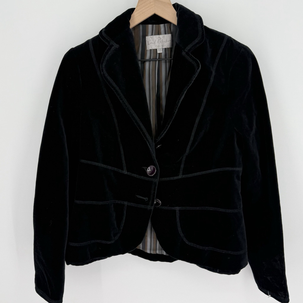 Emil Rutenberg Black Velvet Short Blazer Jacket Women’s Size Medium